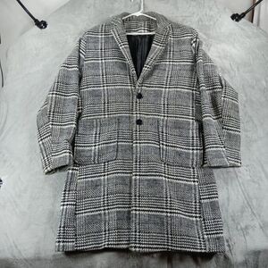 Uaneo Unisex Notch Lapel Houndstooth Plaid Trench Coat